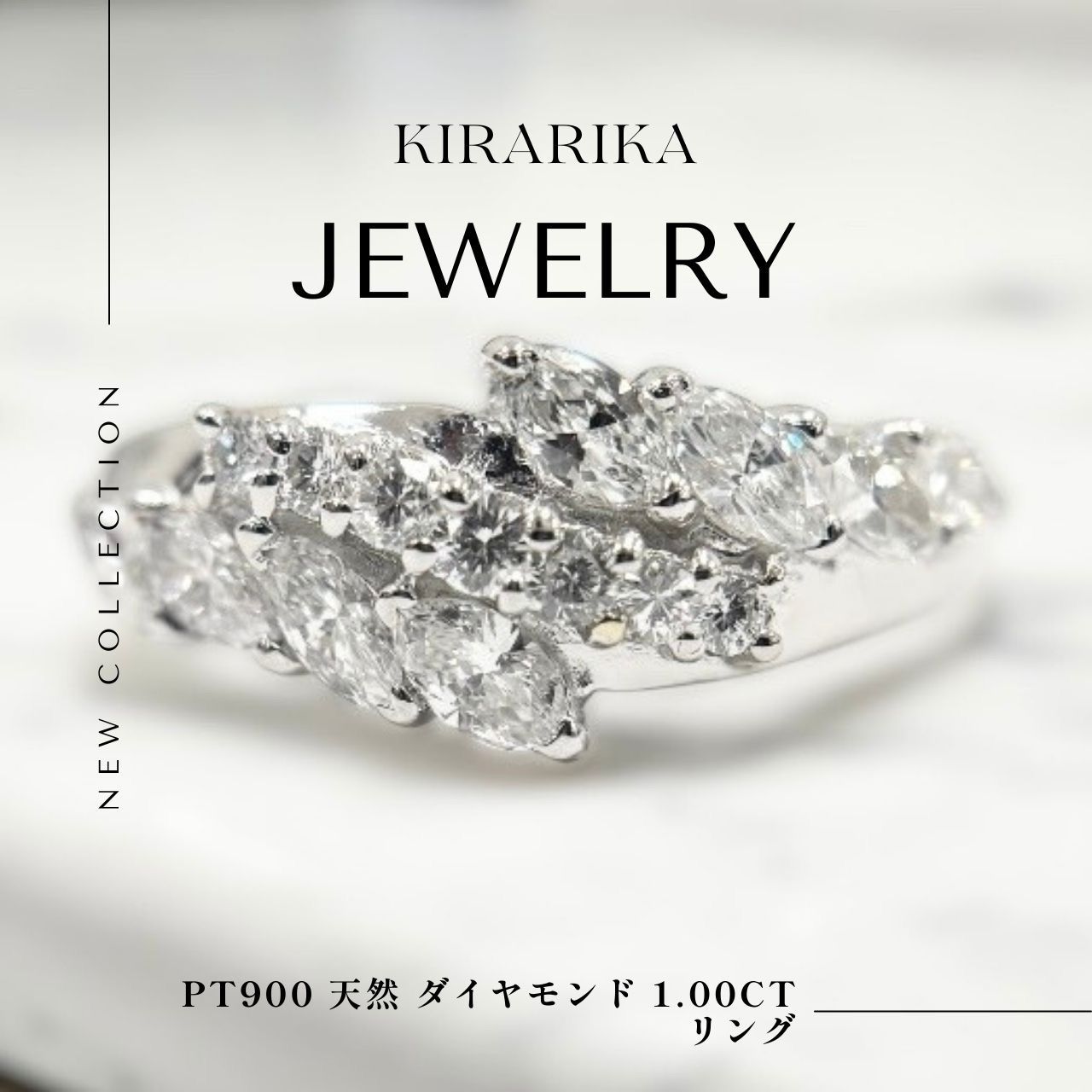 Pt 900 天然 ダイヤモンド 1.00 ct リング