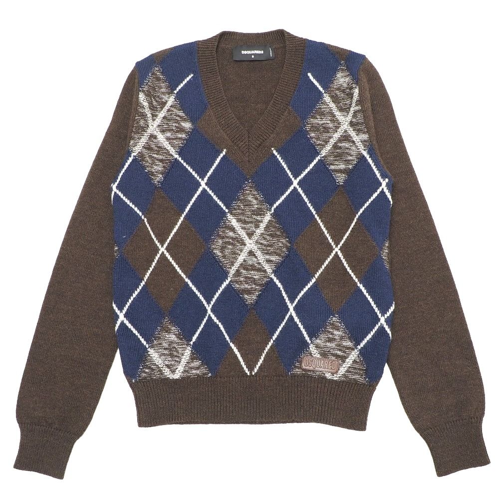 □美品□DSQUARED2 ディースクエアード ニット サイズS アーガイル V
