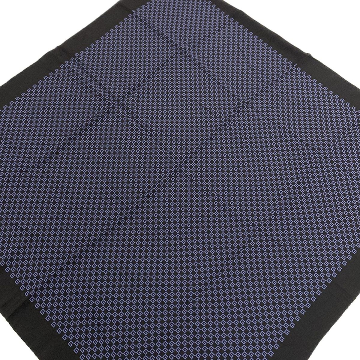 GUCCI グッチ スカーフ - 黒×ネイビー 総柄