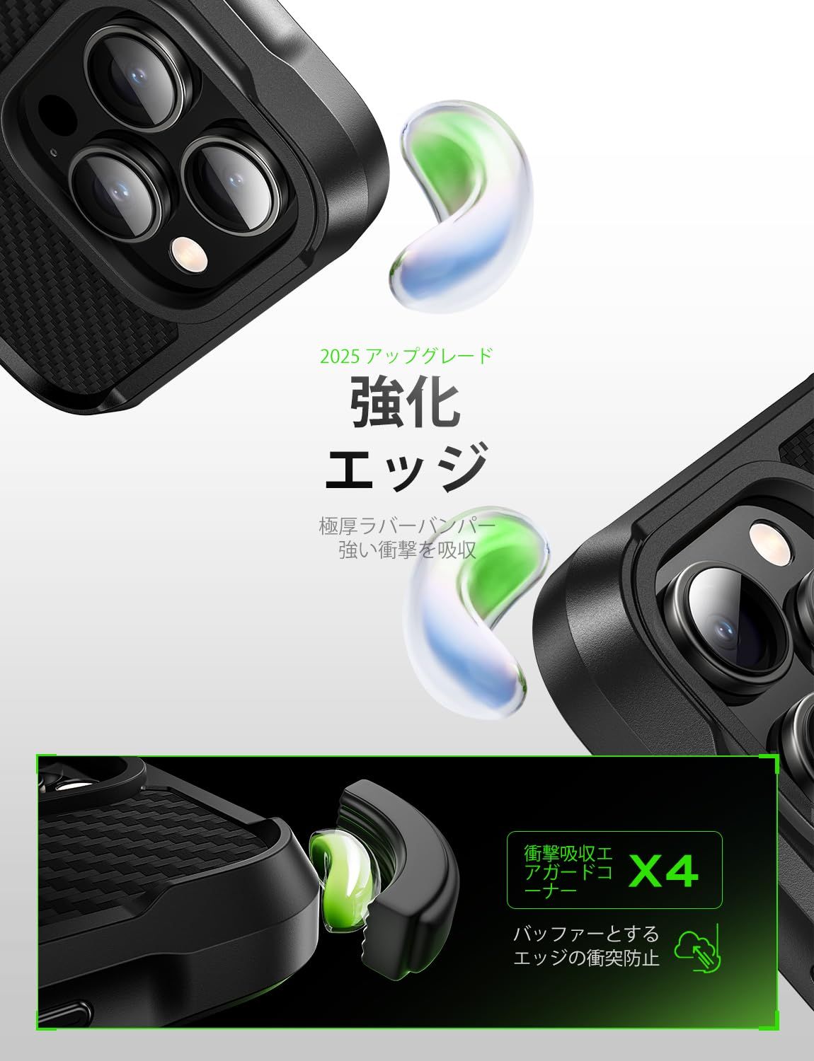 新品 MAGIC JOHN 対応 iPhone 16 Pro Max 用 ケース 米軍規格 5倍強度 超強力保護 耐衝撃 Magsafe対応 ワイヤレス充電 カメラ保護 ブラック