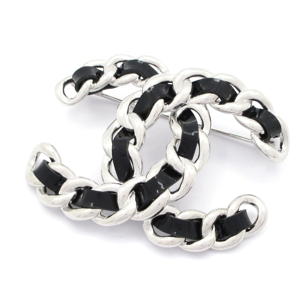 CHANEL(シャネル) ブローチ ココマーク レザー シルバー×黒 - メルカリ