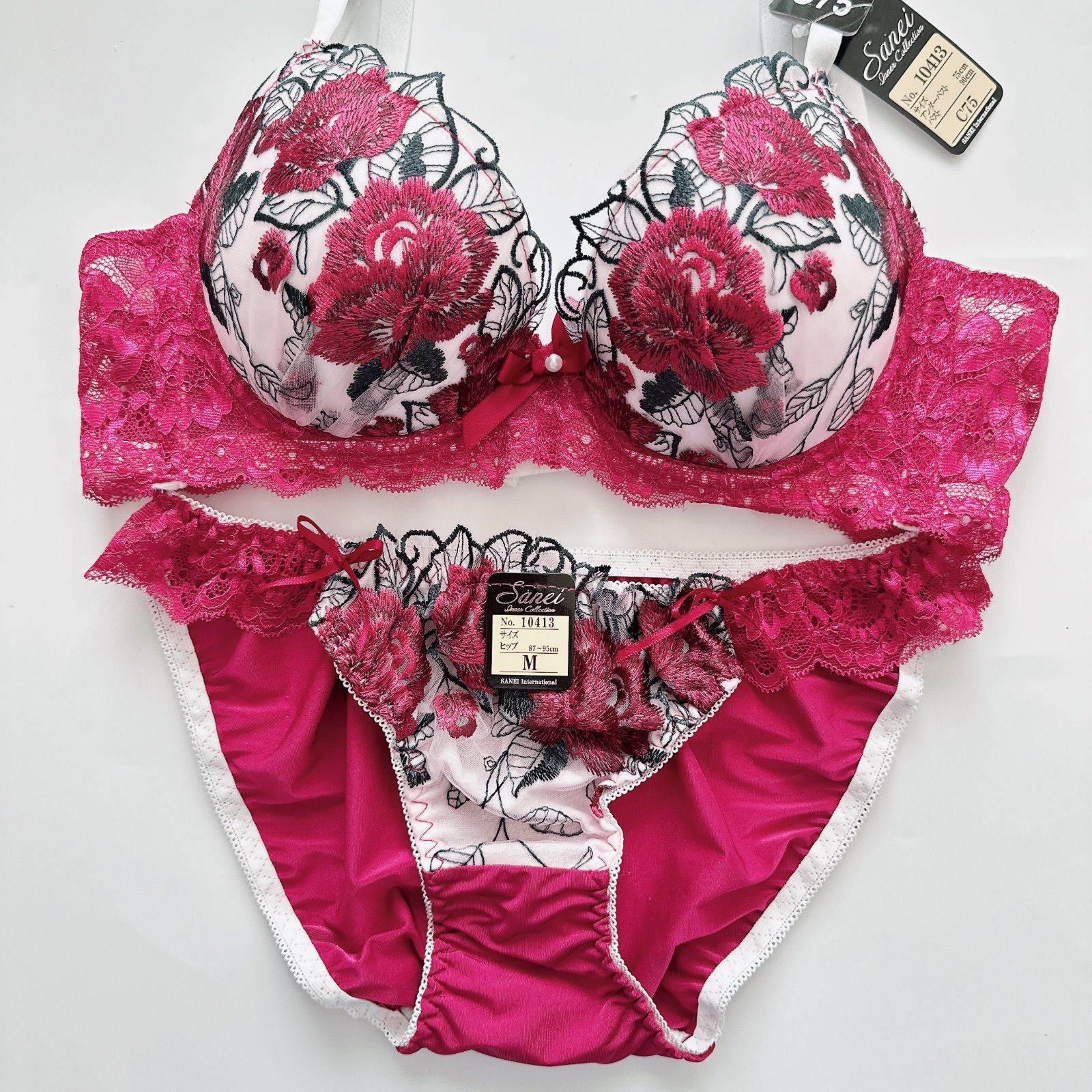 sanei/サンエイ/10413RO/ブラショーツセット/ローズ/脇高ブラ/A70,A75