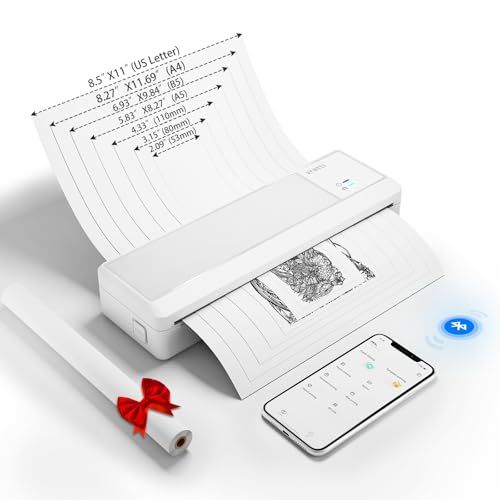 vretti P 83 ポータブル サーマル プリンタ ワイヤレス Bluetooth iOS および Android 用サーマル 8.5 インチ X 11 インチおよび A 4 B 5 サイズの印刷をサポート 学校 仕事 旅行に最適 m