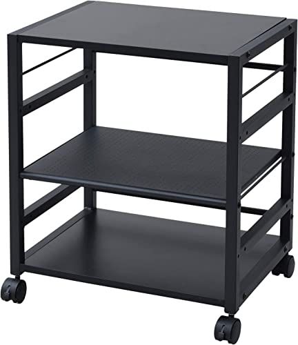 山善 YAMAZEN デスク サイドワゴン 幅53×奥行40×高さ63 cm A 4対応 キャスター付き 天板 棚板高さ調節 組立品 ブラック|ブラック NNGS-3 R BK|SBK 在宅勤務 m