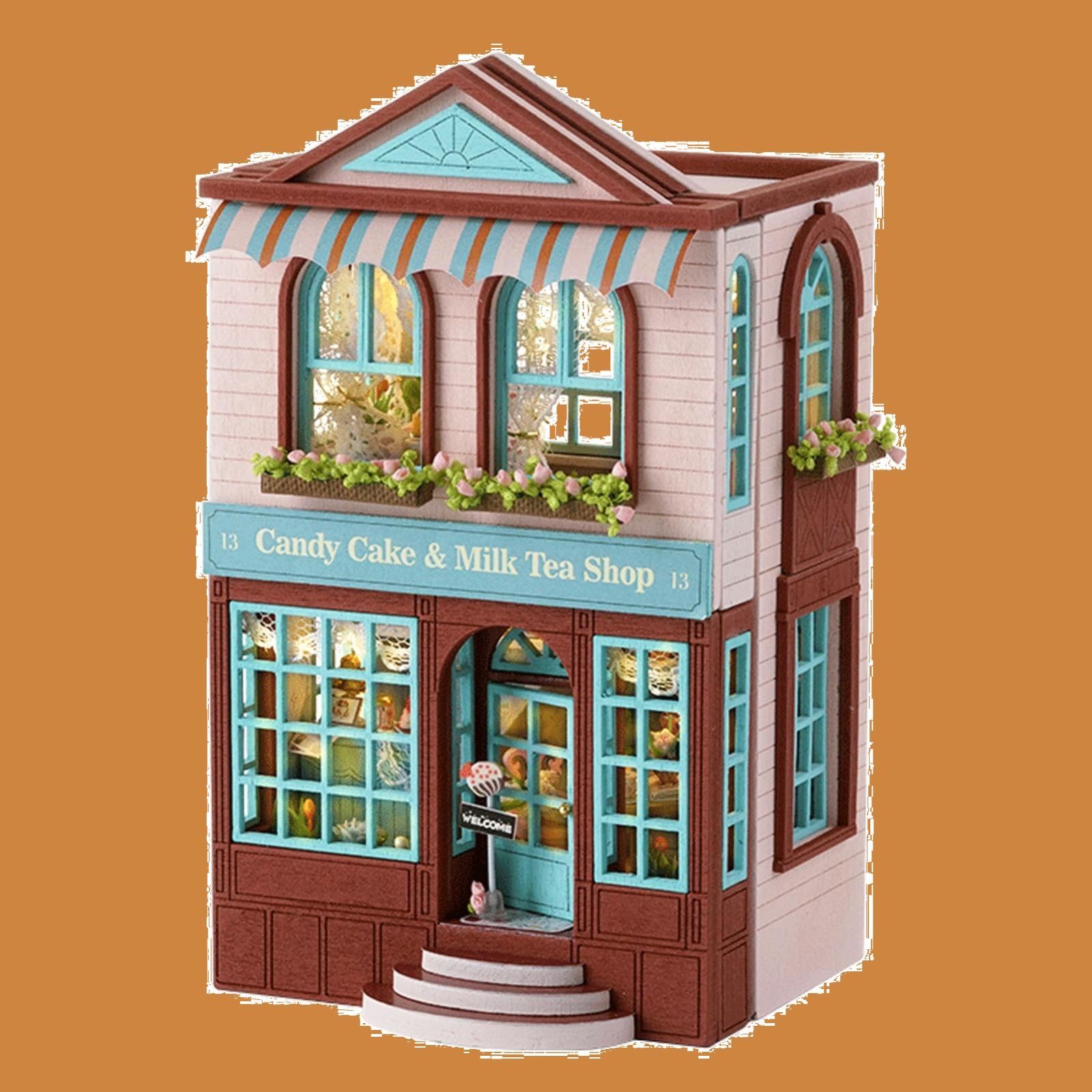 SpilayドールハウスDIYミニチュア木製家具キット、LED付きミニ手作り