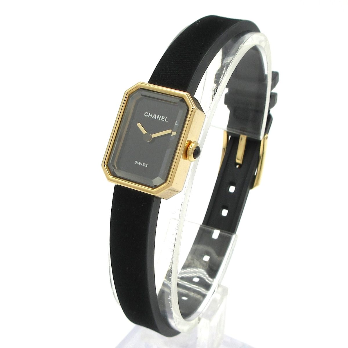 CHANEL シャネル 腕時計 プルミエール ヴェルヴェット H 6125 レディース チタン×K 18 YG|ラバーベルト 黒
