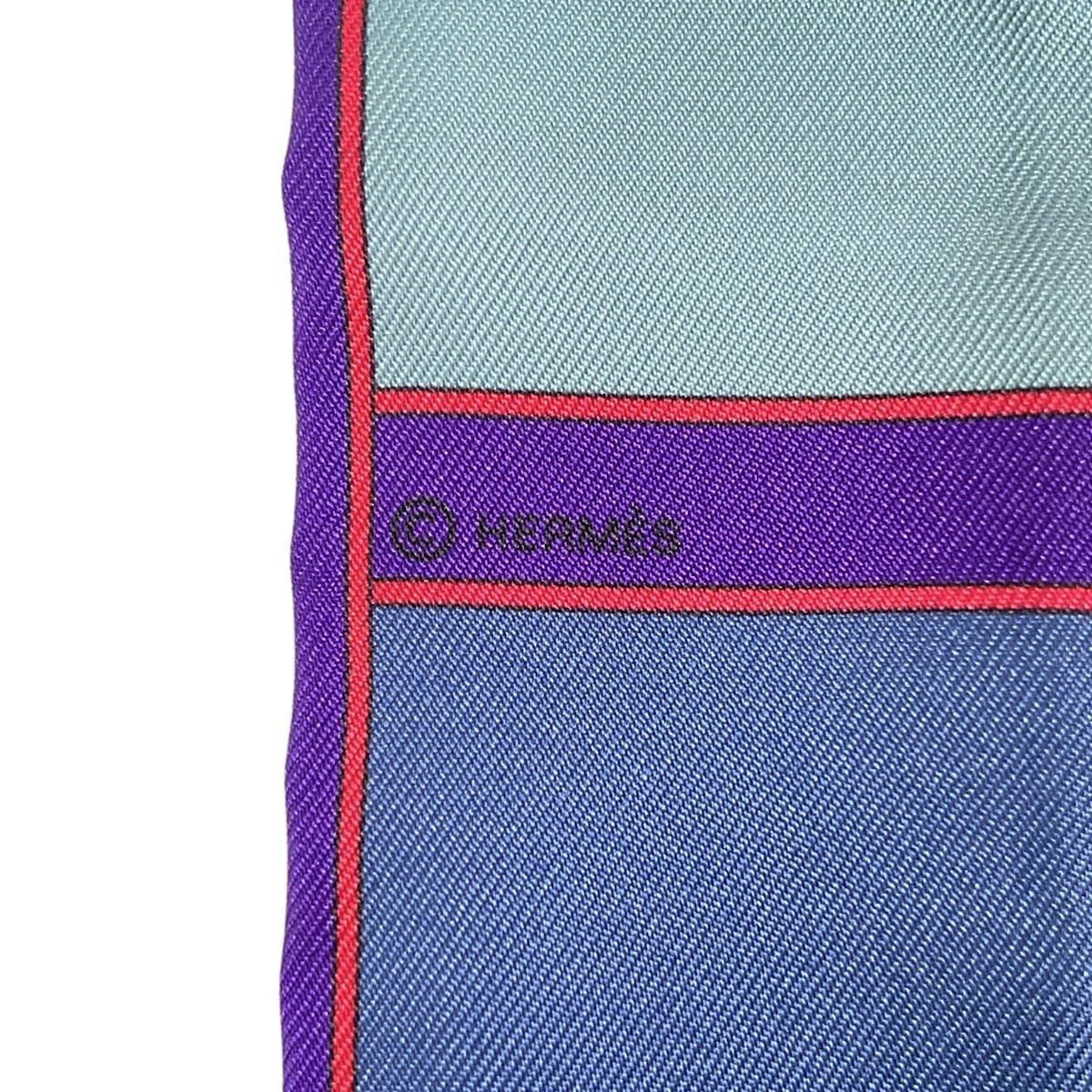 HERMES エルメス スカーフ ツイリー ブルー×パープル×マルチ カマイユ|2019 SS|リボンスカーフ