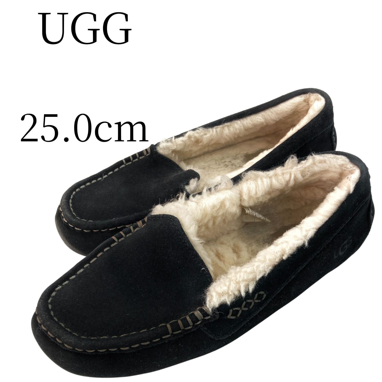 UGG アグ ブラック モカシンシューズ 25.0cm PSP22-18 - メルカリ