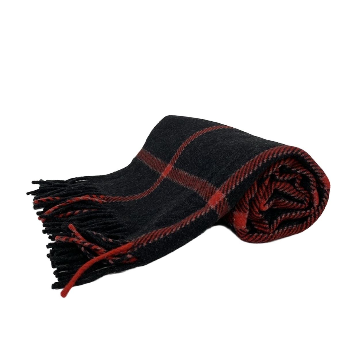 Joshua Ellis ジョシュアエリス ストール ショール - 黒×レッド チェック柄 カシミヤ