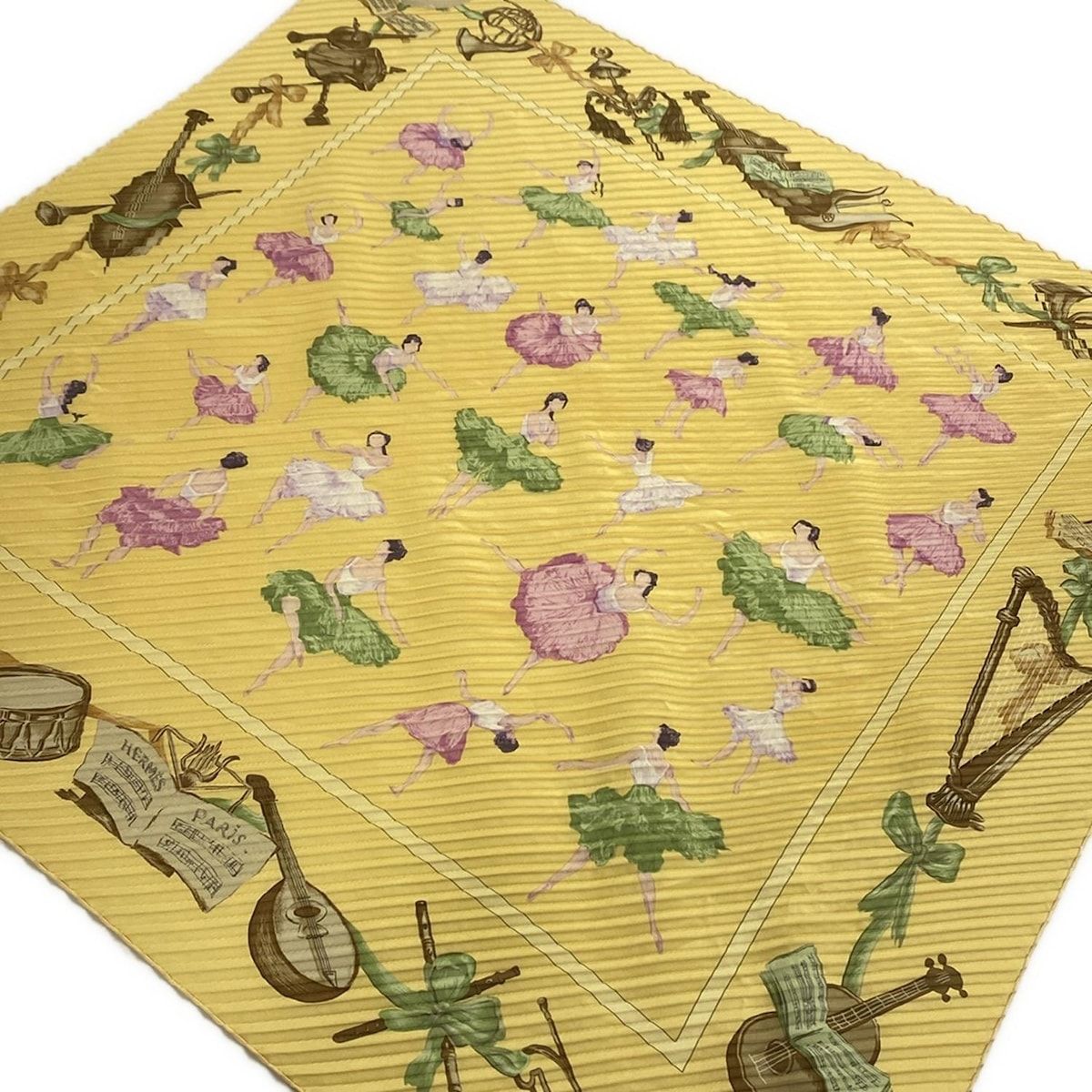 HERMES エルメス スカーフ カレプリセ イエロー×グリーン×マルチ La Dance|バレリーナ