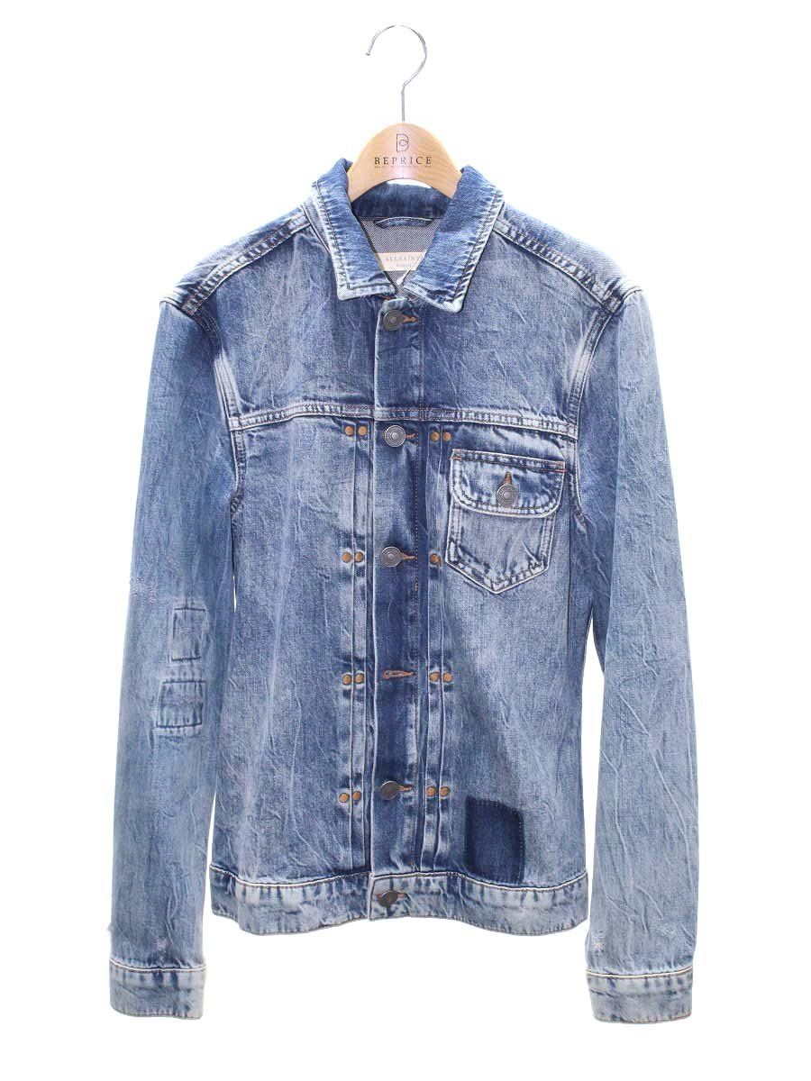 オールセインツ 192161 R デニムジャケット XS ブルー ダメージ加工 刺繍
