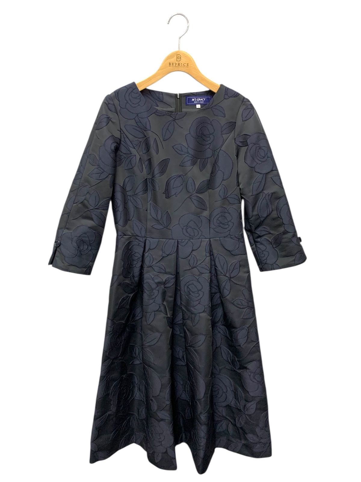 エムズグレイシー シャンブレージャガードローズワンピース 311612 38 ブラック