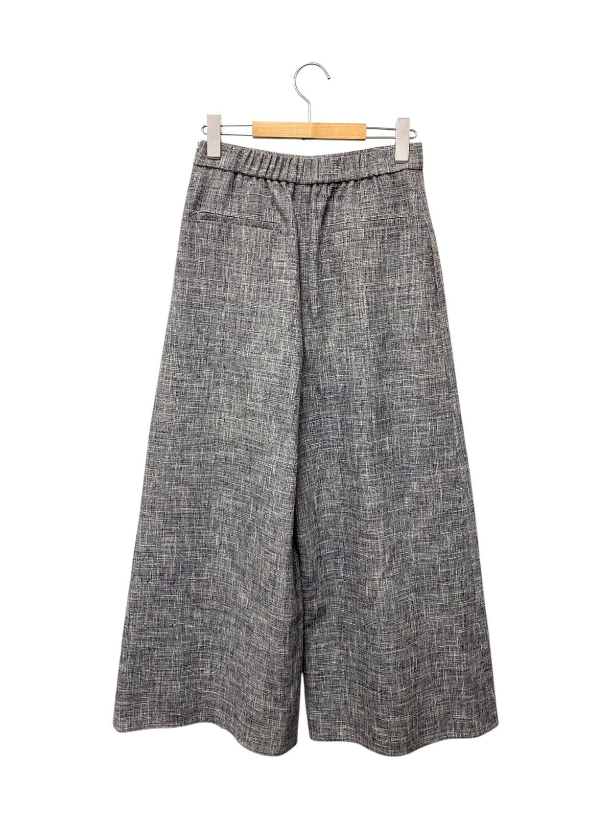 ルネ 6335070 ワイドパンツ 36 ネイビー ツイード調 パールボタン