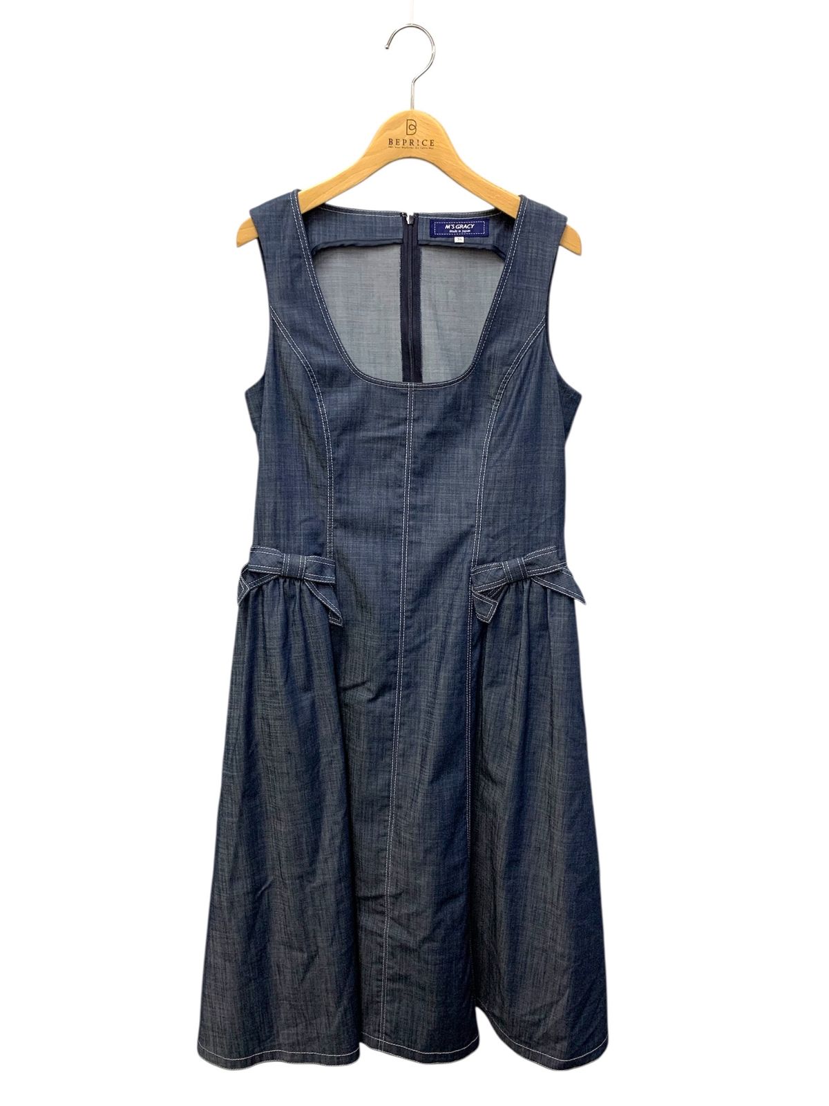 エムズグレイシー 211302 ワンピース 38 ネイビー ジャンパースカート デニム