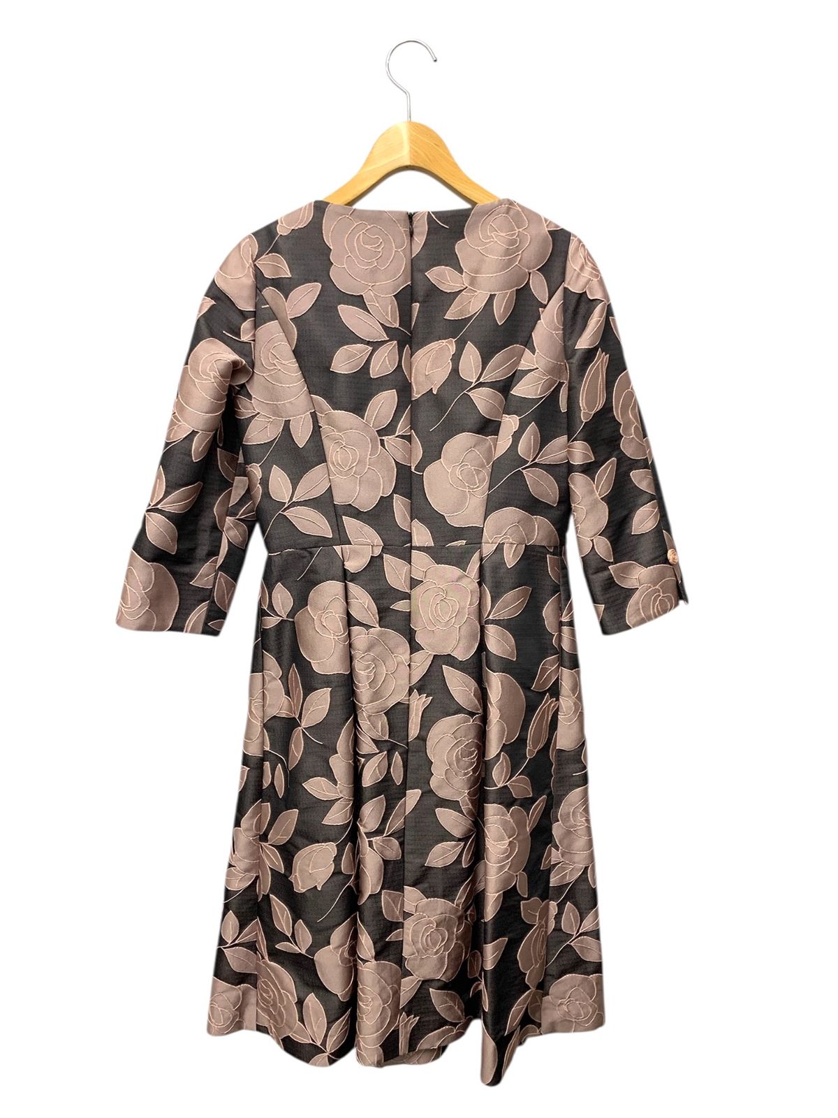 エムズグレイシー 311612 36 ブラック シャンブレージャガードローズワンピース