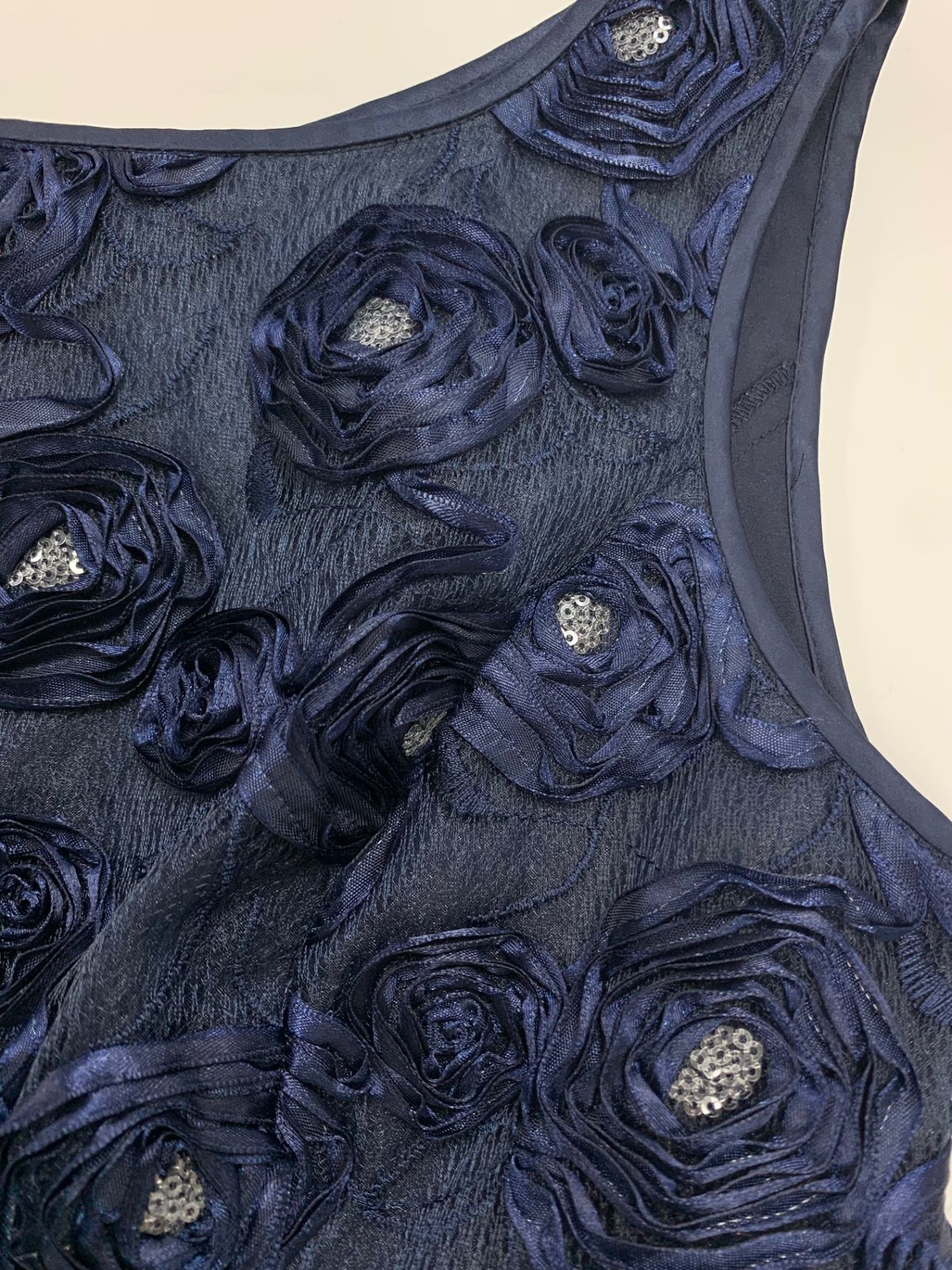 エムズグレイシー 811106 ワンピース 36 ネイビー フラワーモチーフ  