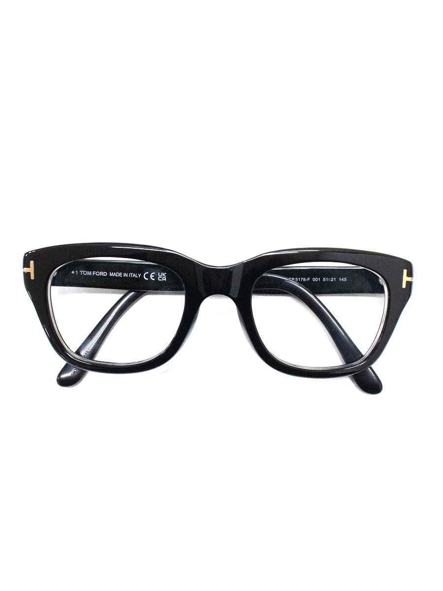トムフォード Asian Fitting TF 5178-F メガネ ブラック|ゴールド セルフレーム フルリム ウェリントン