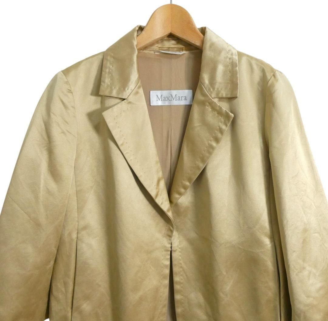 Max Mara - 美品 Max Mara 白タグ コットン×シルク 七分袖 テーラードジャケット Max Mara 白タグ コットン×シルク 七分袖 テーラードジャケット 美品