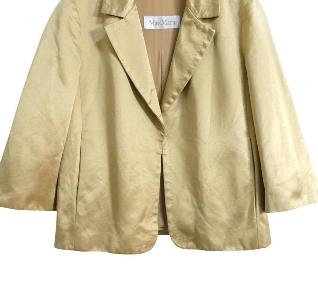 Max Mara ジャケット　ベージュ、ゴールド模様 Max Mara マックスマーラ サイズ36 白タグ コットン×シルク ホック式