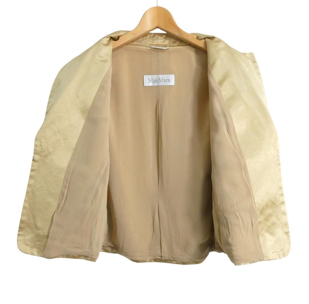 Max Mara ジャケット　ベージュ、ゴールド模様 Max Mara マックスマーラ ジャケット ウールカシミヤ混 白タグ 高級 1B