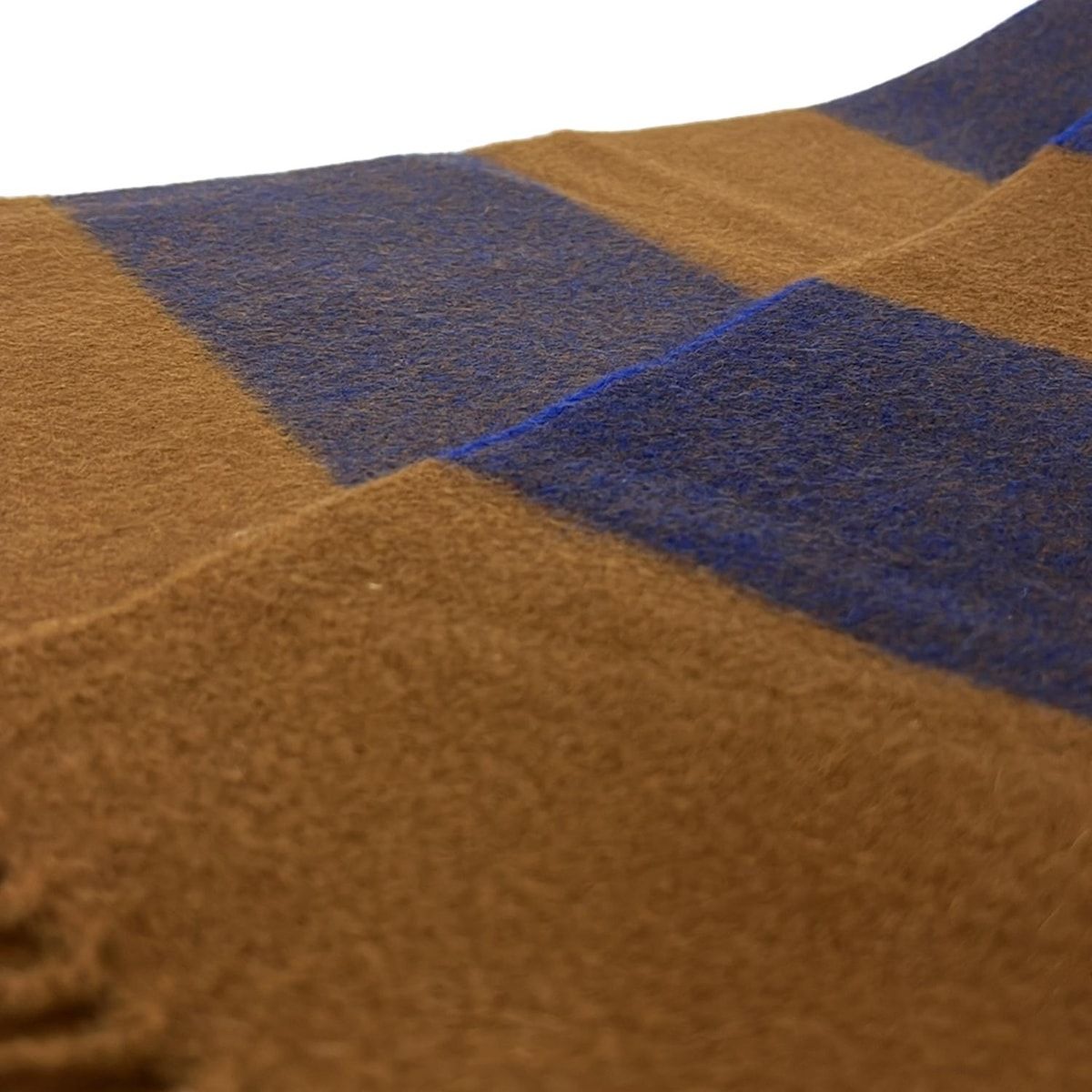  Joshua Ellis ジョシュアエリス ストール ショール - ダークブラウン×ブルー ボーダー カシミヤ ストール ショール 小物