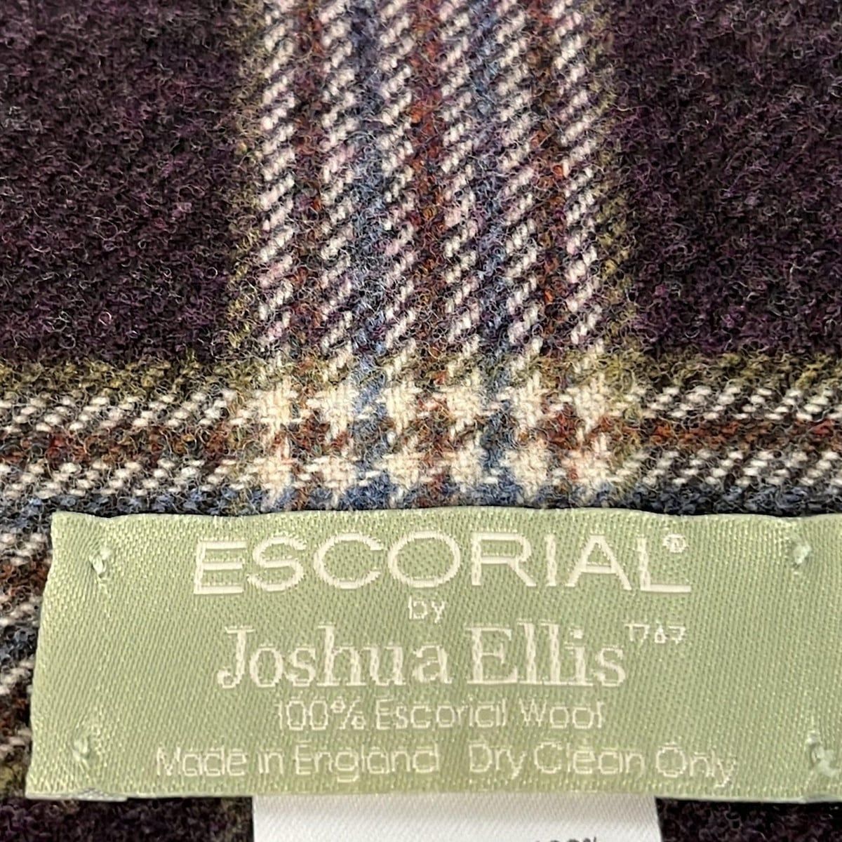 Joshua Ellis ジョシュアエリス ストール ショール ダークブラウン アイボリー マルチ チェック柄 ESCORIAL ウール