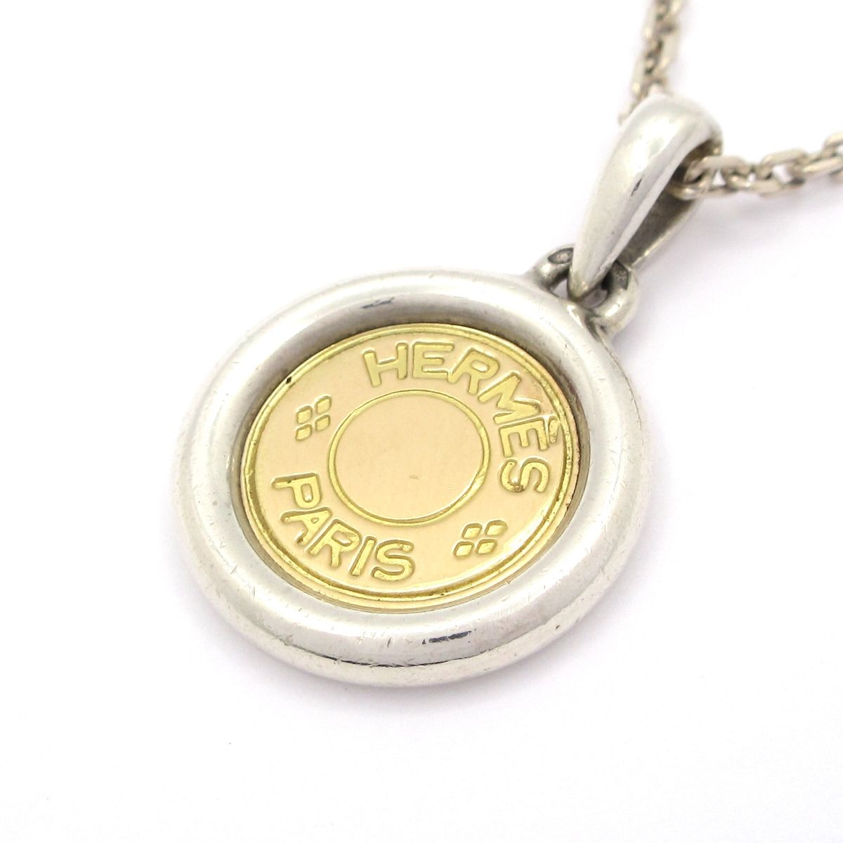 HERMES エルメス ネックレス セリエ シルバー×ゴールド 社外チェーン
