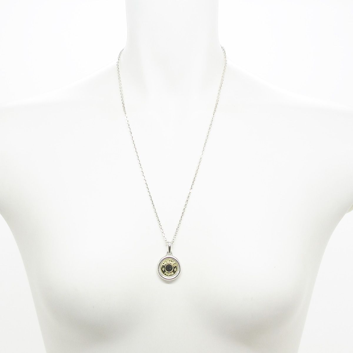 HERMES エルメス ネックレス セリエ シルバー×ゴールド 社外チェーン