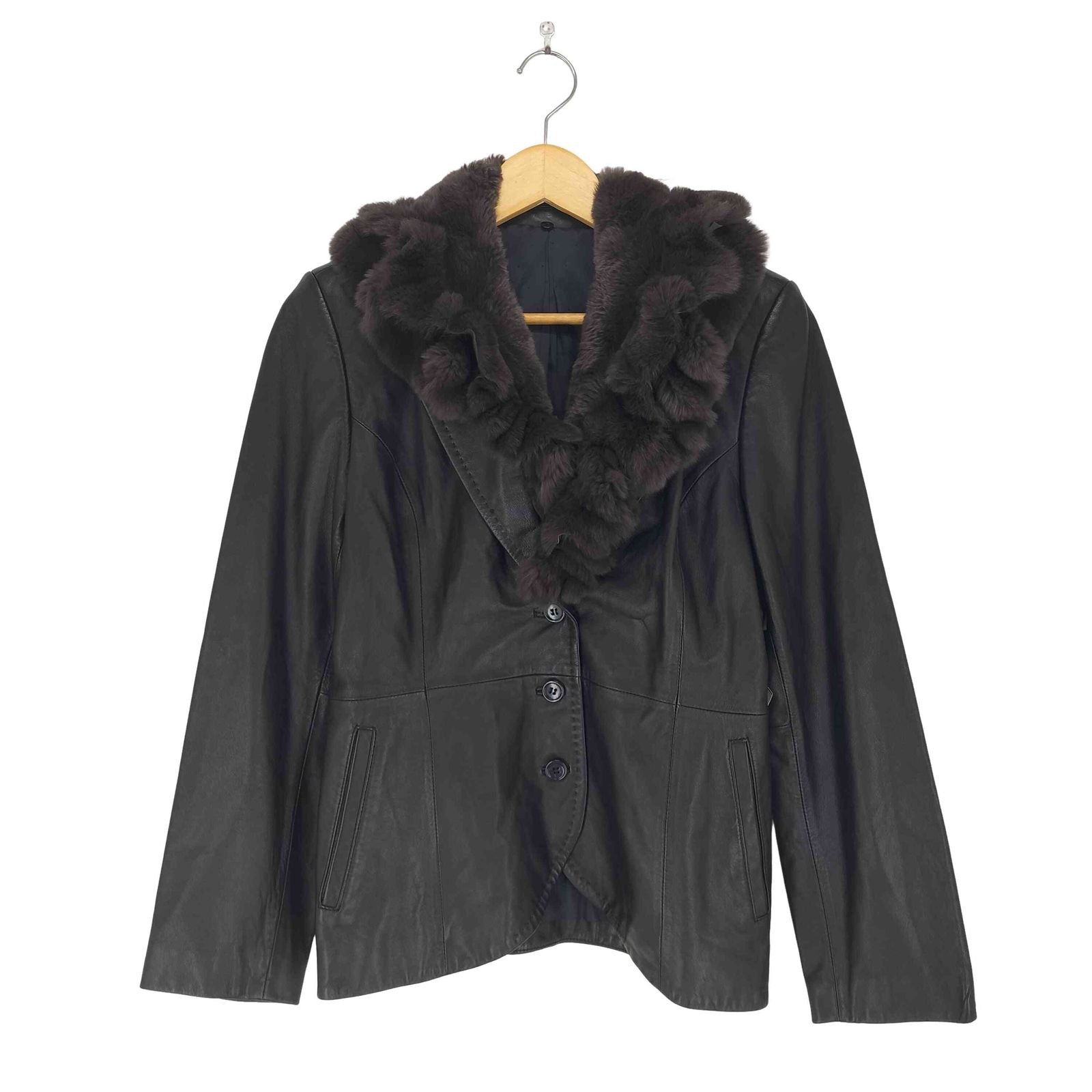 ユーズドフルギ USED古着 lamb leather blue fox フォックスファー