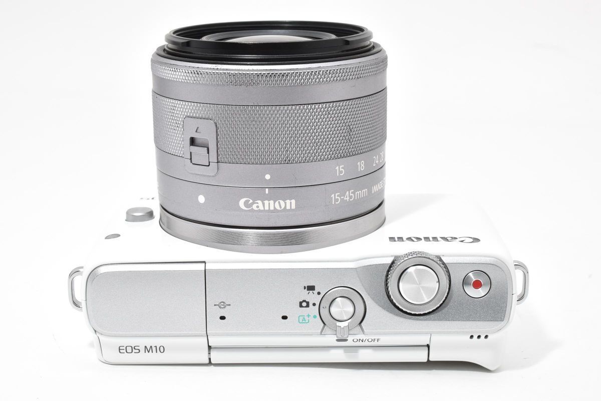 Canon EOS M10 ホワイト + EF-M 15-45mm F3.5-6.3 IS STM 充電器付き