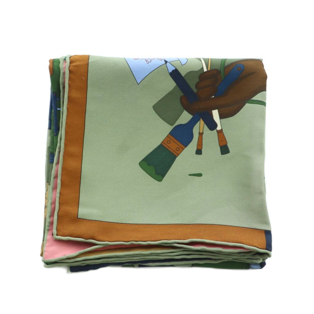 エルメス HERMES カレ70 Illusion Exquise 華麗なるイリュージョン スカーフ シルク 総柄 カーキ マルチカラー |MI OS OH