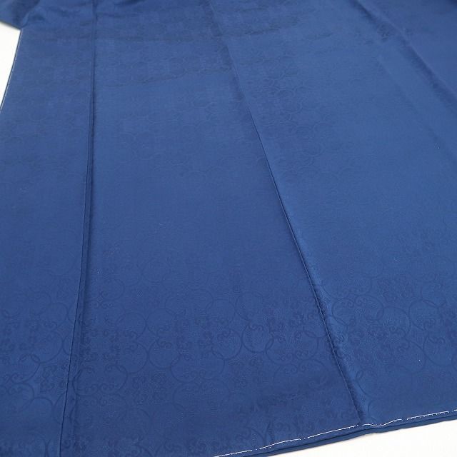 ❁tomihisa❁未着用 着物 正絹 仕付け糸付 小紋 藍染“冬の静けさに伝統