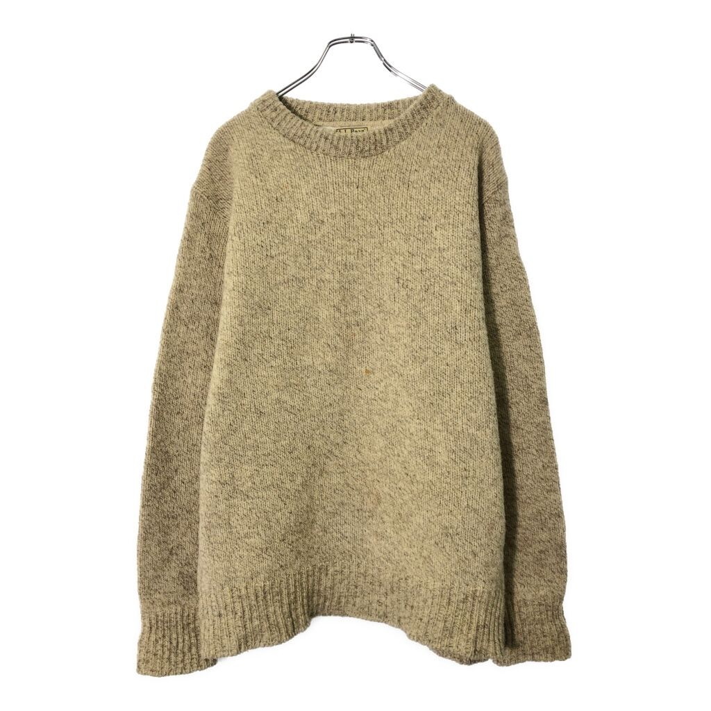 80年代 L Bean エルエルビーン ウールニット セーター アウトドア ベージュ メンズ LARGE 古着 V 9797
