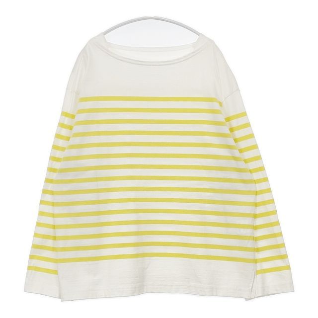 nest Robe コットンバスクパネルボーダープルオーバー 01241-1050 カットソー 24 SS ホワイト イエロー レディース ネストローブ 5-1224 M∞