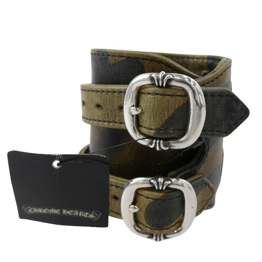 CHROME HEARTS クロムハーツ 原本無 DOUBLE RR CAMO ダブル ロックンロール レザー ガンスリンガー ブレスレット カモフラ カーキ系 ブラック系 1