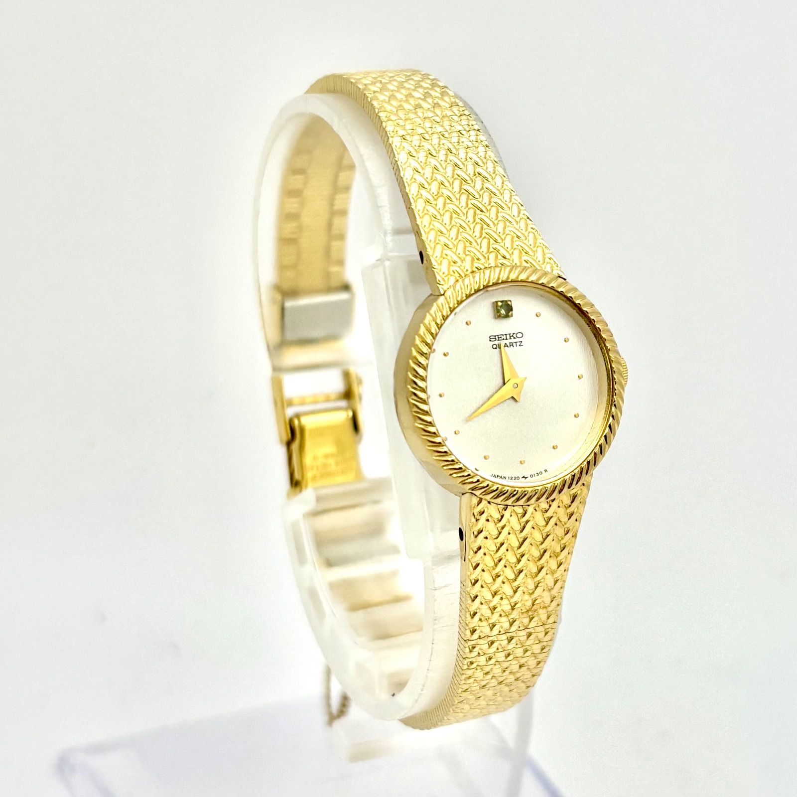 新品電池】SEIKO セイコー 1Pダイヤ レディース 腕時計 ゴールド 1220