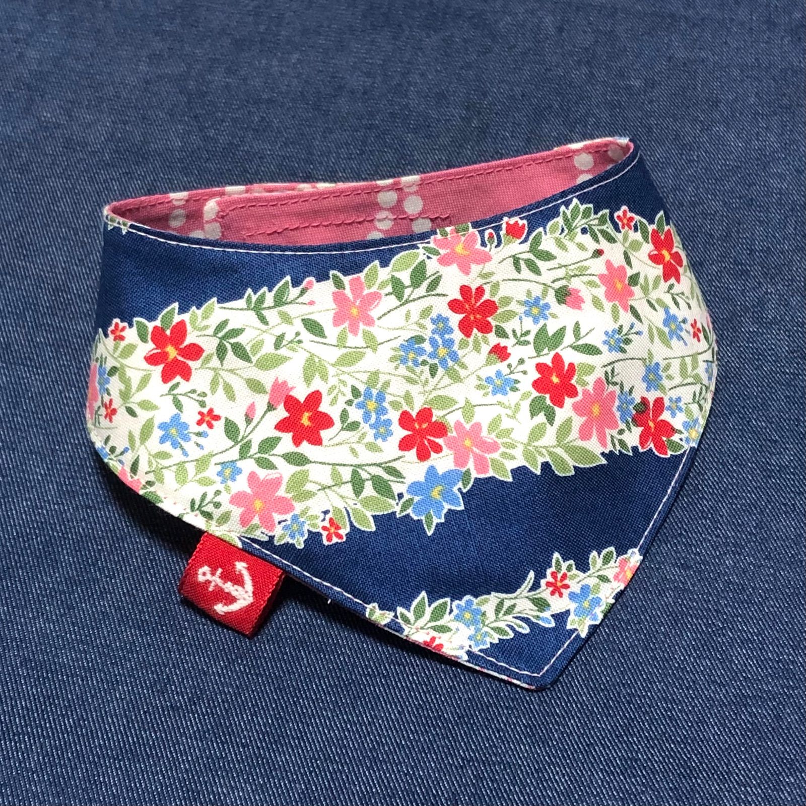 ☘️No.3040☘️ 犬猫用 リバーシブル バンダナ スタイ Sサイズ 花柄