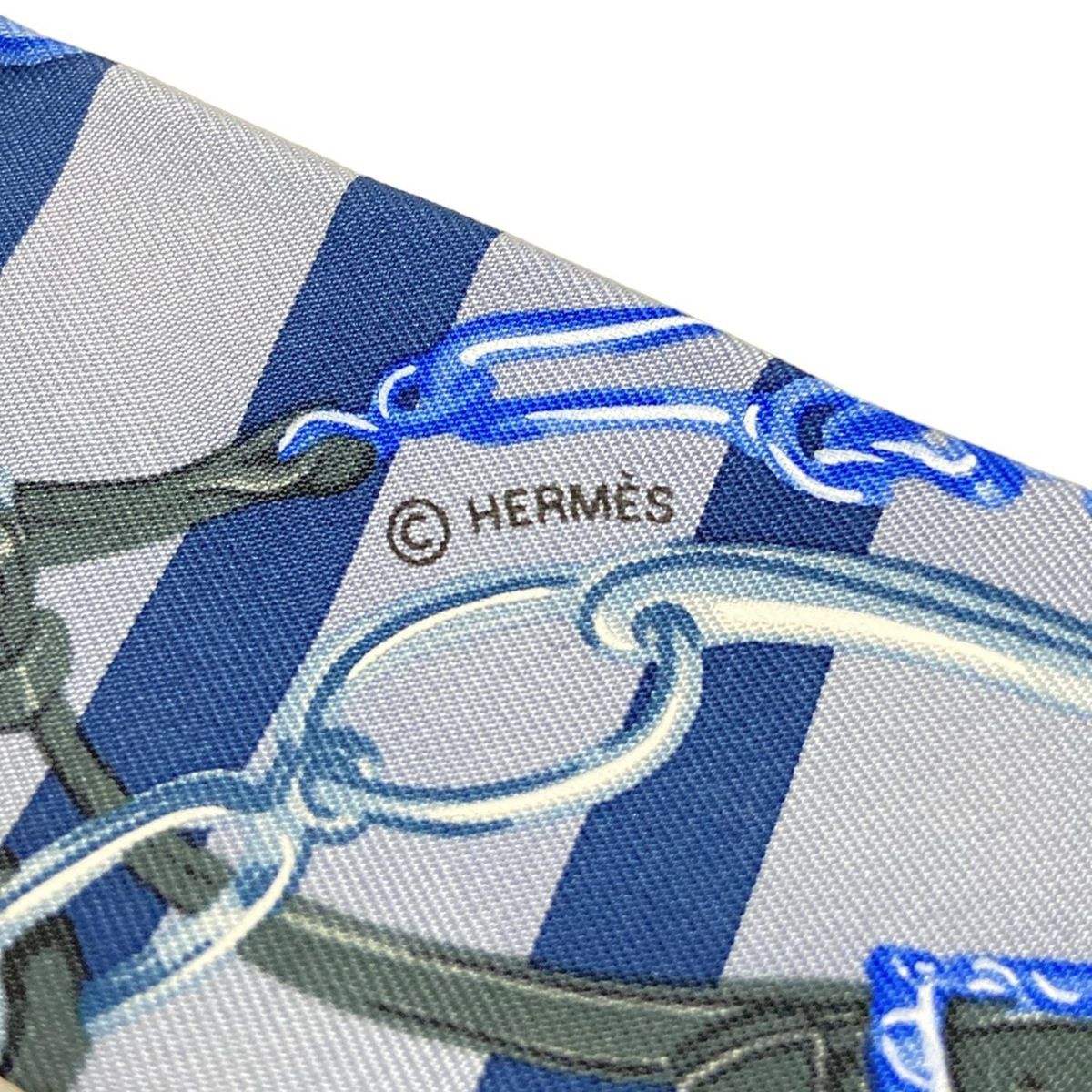 HERMES エルメス スカーフ ツイリー ライトブルー×ネイビー×マルチ リボンスカーフ|BRIDES de GALA