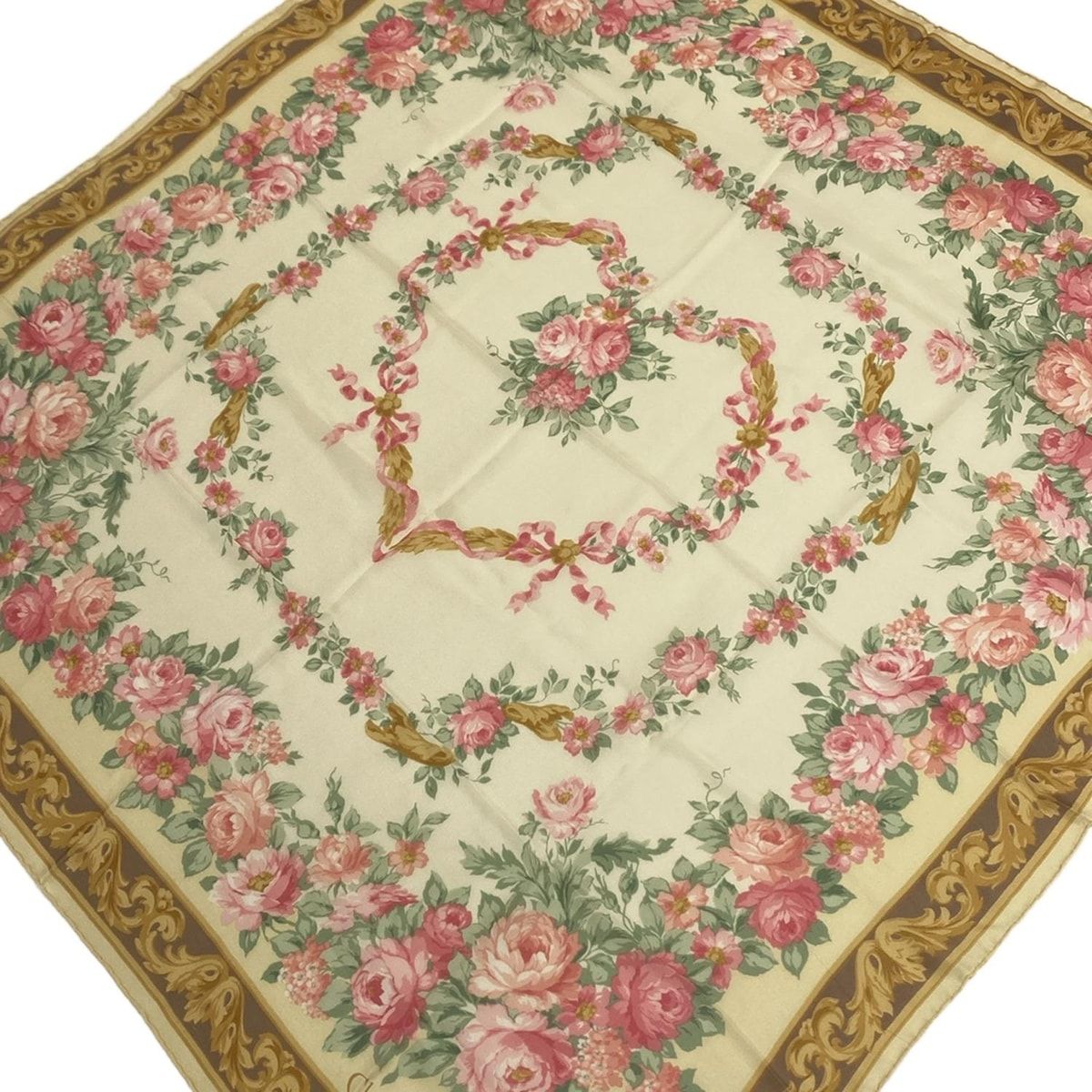 DIOR|ChristianDior ディオール|クリスチャンディオール スカーフ - ベージュ×ピンク×マルチ 花柄