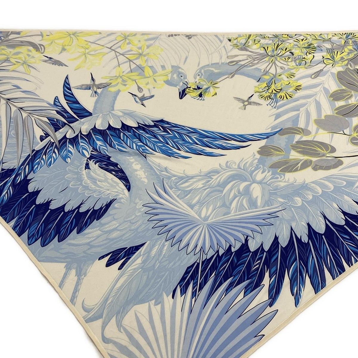 HERMES(エルメス) スカーフ美品 ポワンテュー ブルー×白×マルチ 鳥