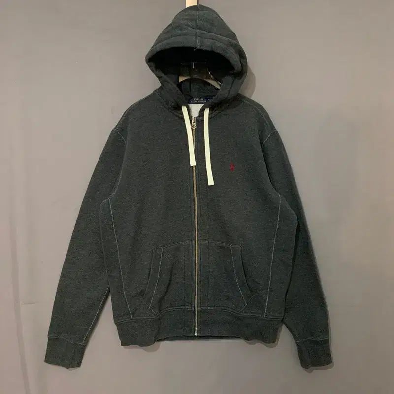 L ポロラルフローレン チャコール 起毛 フードジップアップ