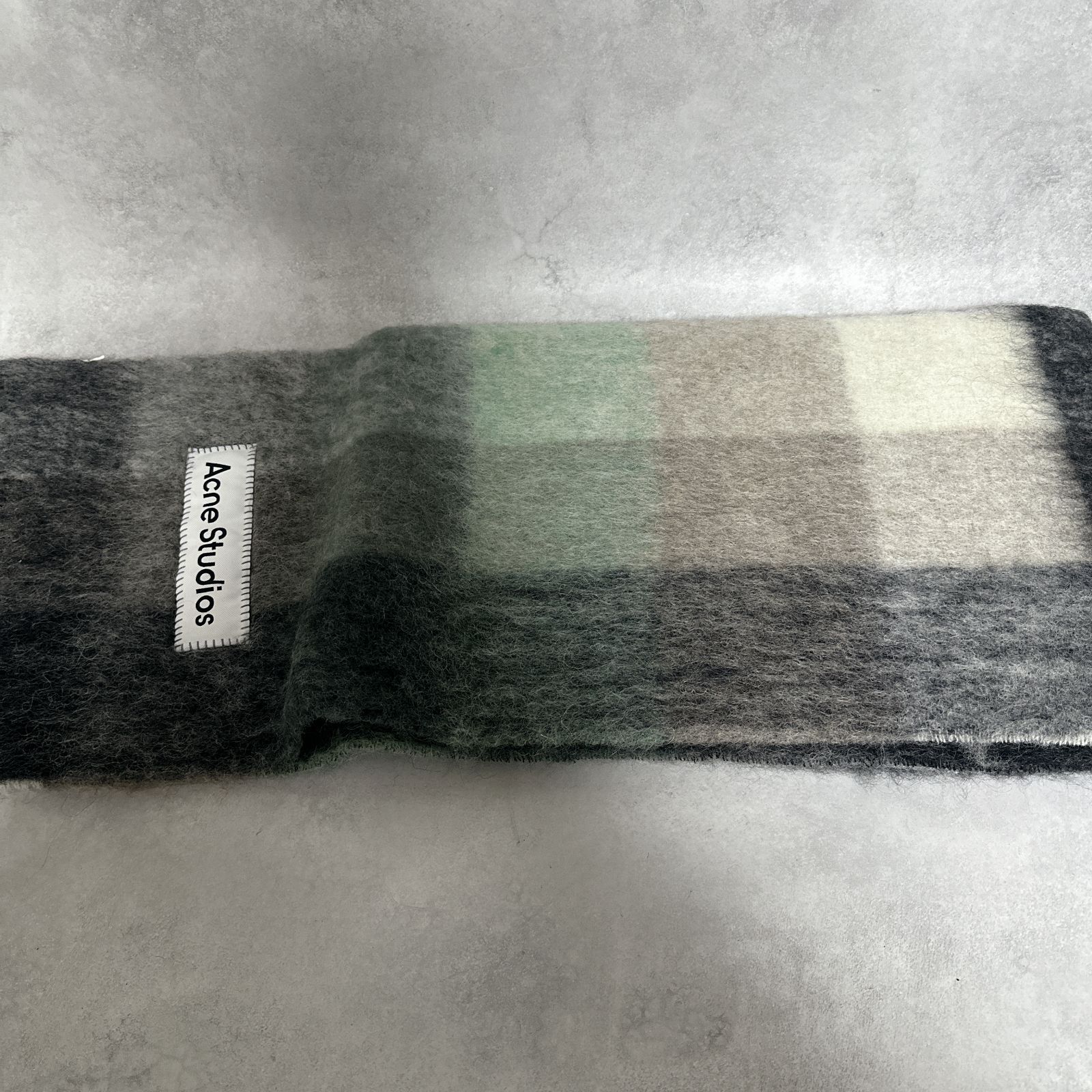 Acne Studios アクネ ロゴ モヘアチェックスカーフ マフラー