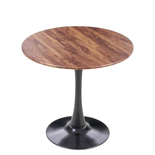 VECELO 丸テーブル ダイニングテーブル 直径70×高さ73 cm カフェテーブル 食卓 円形 組み立て簡単 木目調 ブラウン m