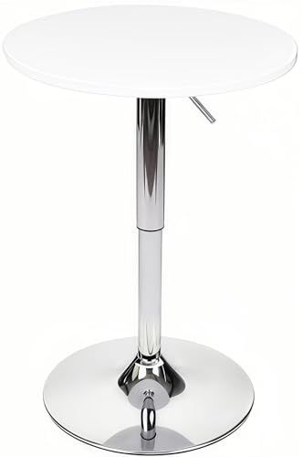 バーテーブル 丸テーブル 直径60.8 cm 昇降式 サイドテーブル 高さ70-90 cm調節 な 回転 おしゃれ ダイニングデスク 家庭用 お手入れ簡単 安定した 円形 休憩室 バー デザートショップ ショールーム ご利用 ホワイト m