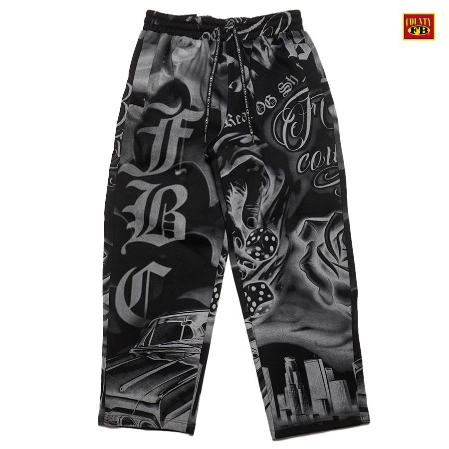 FB COUNTY TATTED UP SWEAT PANTS BLACK エフビーカウンティ メンズ 大きいサイズ スウェットパンツ ロングパンツ ビッグサイズ オーバーサイズ