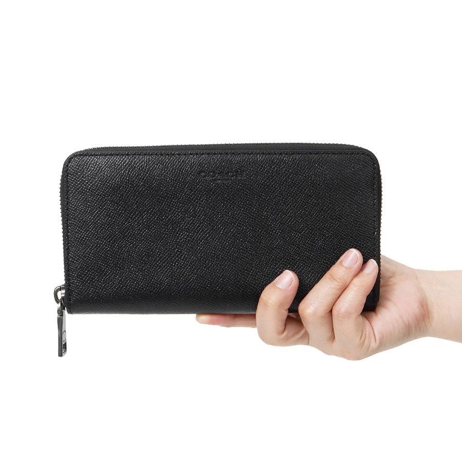 COACH コーチ メンズ ラウンドファスナー長財布 クロスグレイン レザー ブラック F 58107 BLK