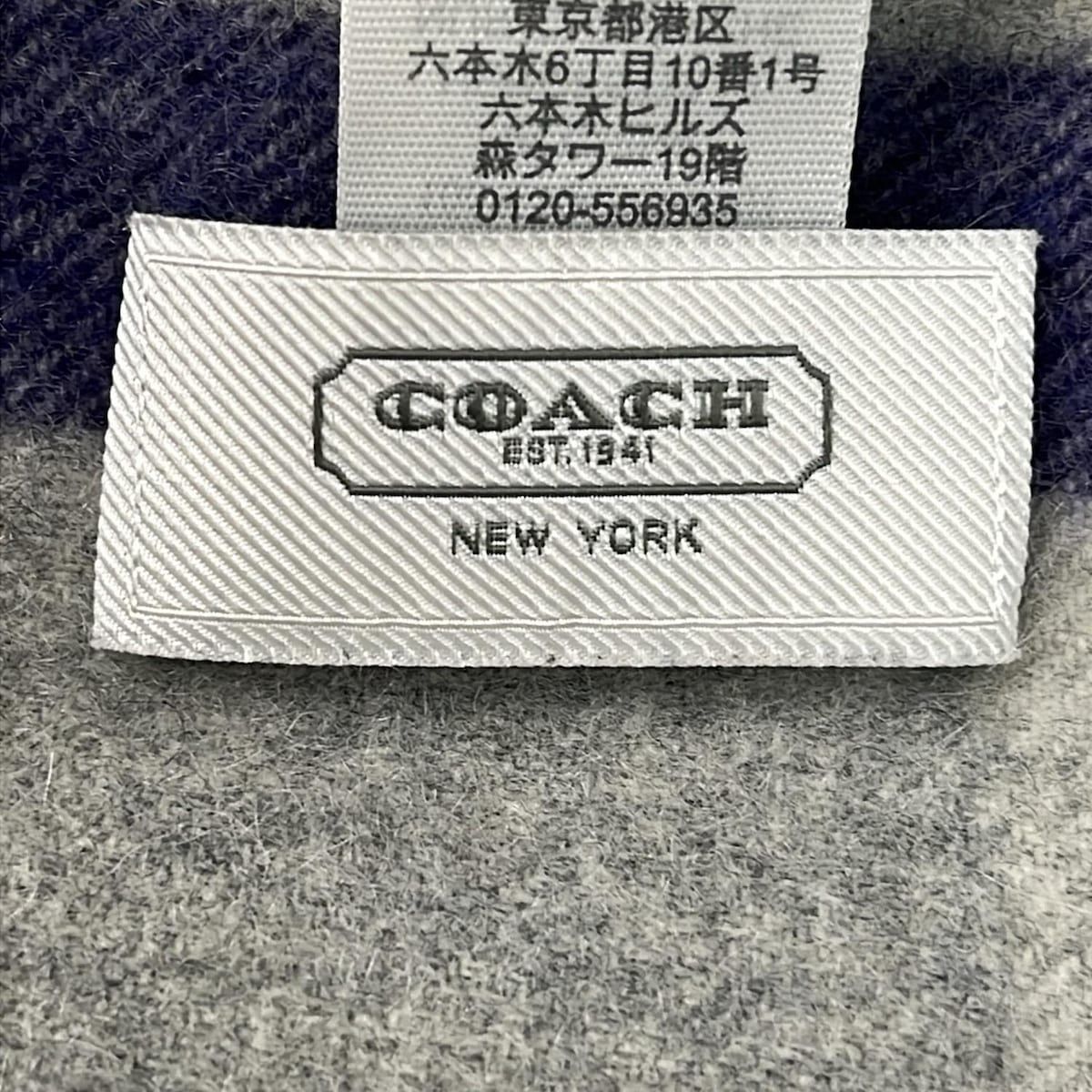 COACH コーチ マフラー - グレー×オレンジ×マルチ チェック柄 カシミヤ