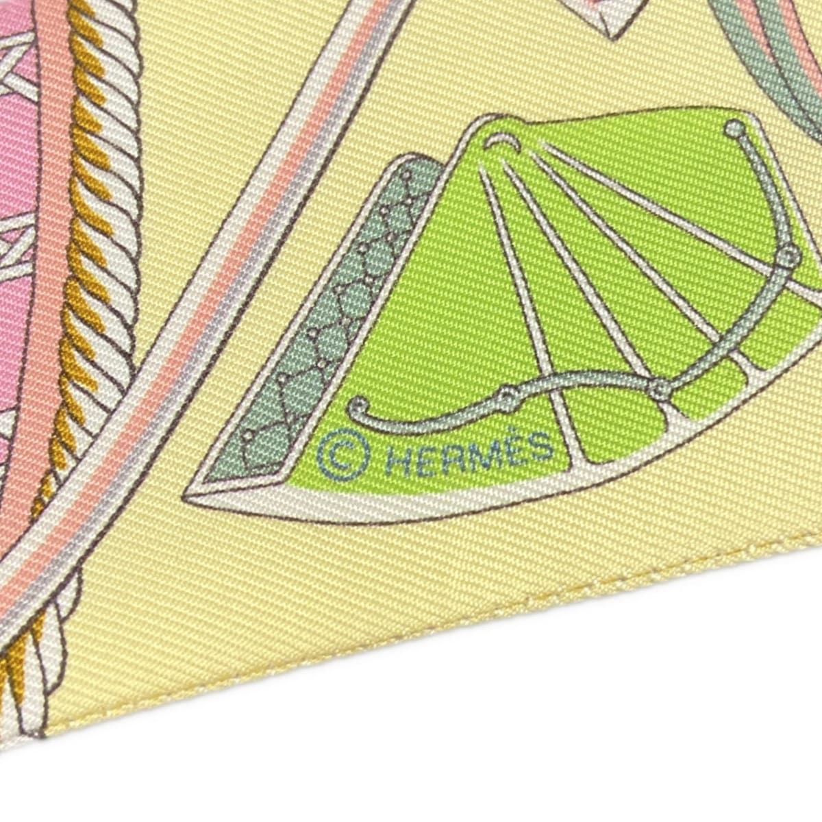 HERMES エルメス スカーフ ツイリー イエロー×パープル×マルチ リボンスカーフ|Les Voitures a Transformation