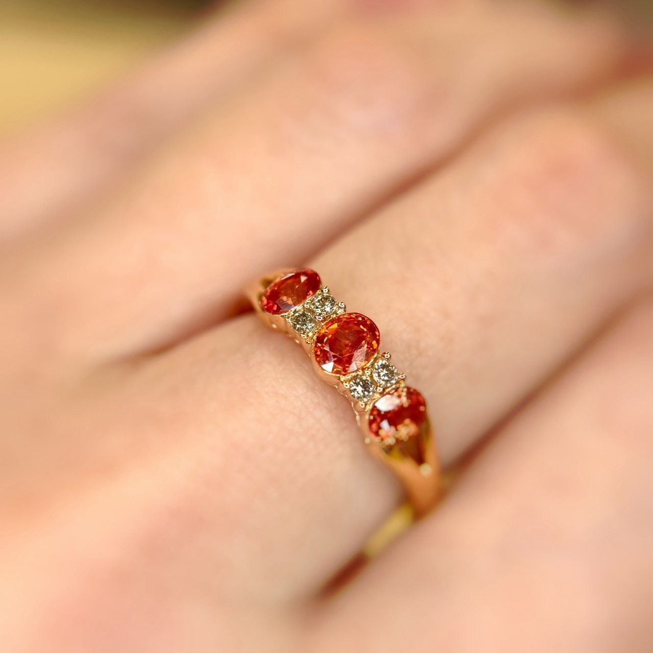 K18 オレンジサファイア 0.70ct ダイヤモンド 0.05ct リング - メルカリ