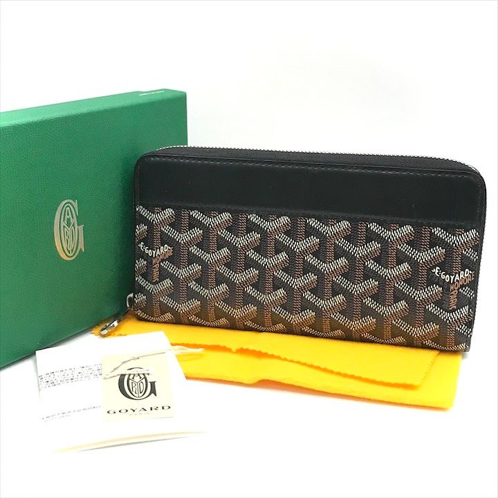 超 GOYARD ゴヤール 長財布 マティニョンGM ウォレット ラージモデル ブラック PVC レザー コインケース 付き メンズ k 7015